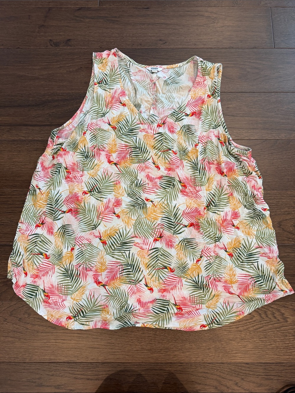 Sonoma Tropical Leaf & Parrot Print Tank Top Size XL - C15-041
